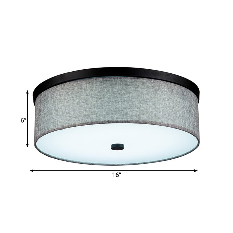 Modern Grey Drum Ceiling Mounted Led Flush Mount Lamp 16’/19.5’ Dia