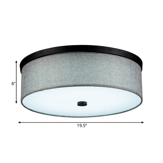 Modern Grey Drum Ceiling Mounted Led Flush Mount Lamp 16/19.5 Dia