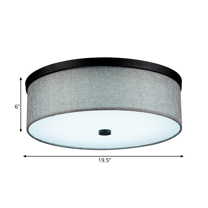Modern Grey Drum Ceiling Mounted Led Flush Mount Lamp 16’/19.5’ Dia