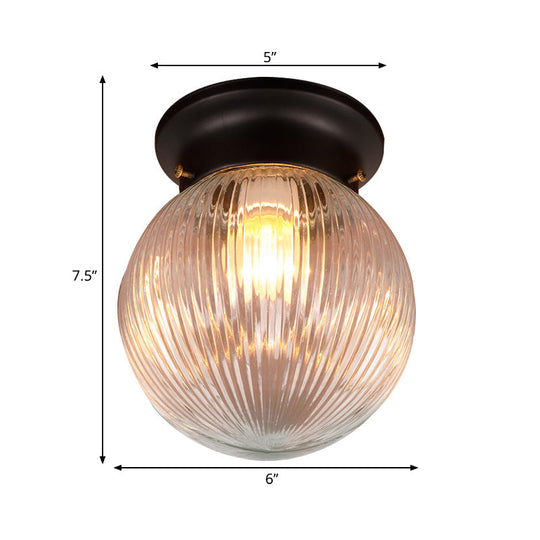 Modern Black Ball Flush Mount Ceiling Light With Clear Glass - 1 Fixture
