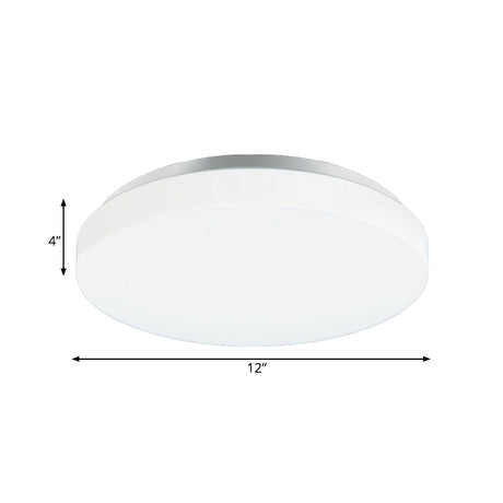 Modern Round Led Ceiling Light With Acrylic Shade - Metal White 7.5/9/12 Dia Flush Mount Fixture For