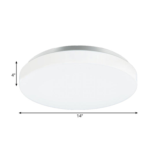 Modern Round Led Ceiling Light With Acrylic Shade - Metal White 7.5/9/12 Dia Flush Mount Fixture For