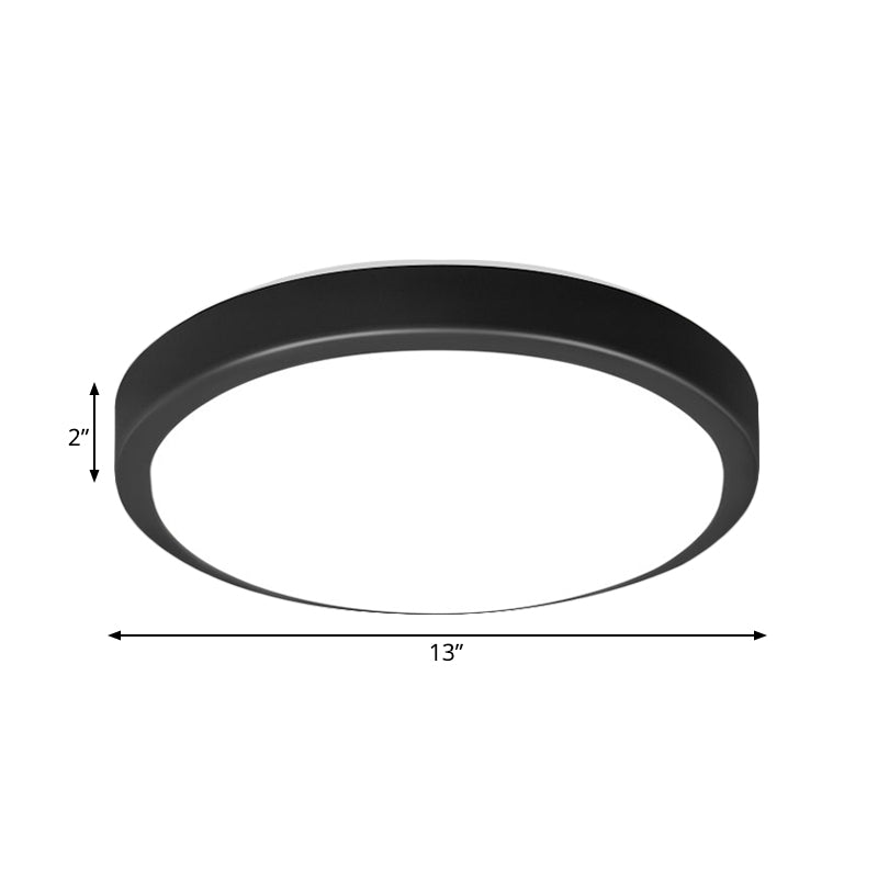 Contemporary Led Flush Mount Ceiling Light In Black With Acrylic Shade Warm/White 10.5 - 16’