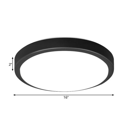 Contemporary Led Flush Mount Ceiling Light In Black With Acrylic Shade Warm/White 10.5 - 16’