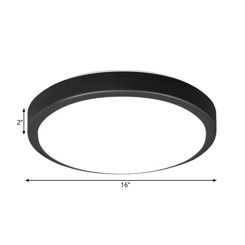 Contemporary Led Flush Mount Ceiling Light In Black With Acrylic Shade Warm/White 10.5-16 Diameter