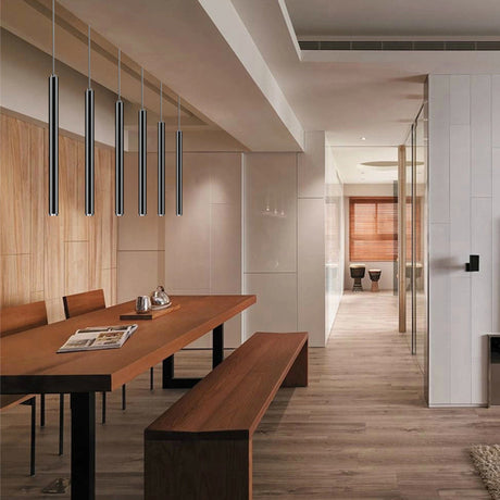 Lyla - Modern 12/19.5/23.5 H Slim Hanging Pendant Light Metal Black/Gold Led In Warm/White