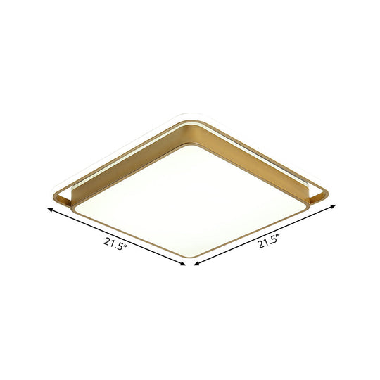 Gold Square Ceiling Flush Mount Led Metal Light Modernism Design Multiple Sizes Warm/White For