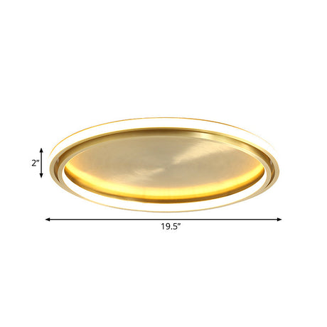 Modern Led Circle Flush Mount Ceiling Light In Gold - 16/19.5 Wide For Bedroom