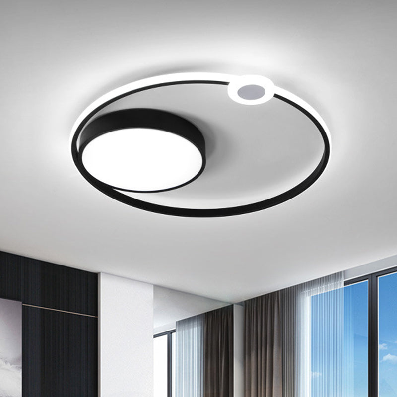 Contemporary Acrylic Flush Mount Ceiling Light - Black Led Fixture (16’/23.5’ Width) Warm/White