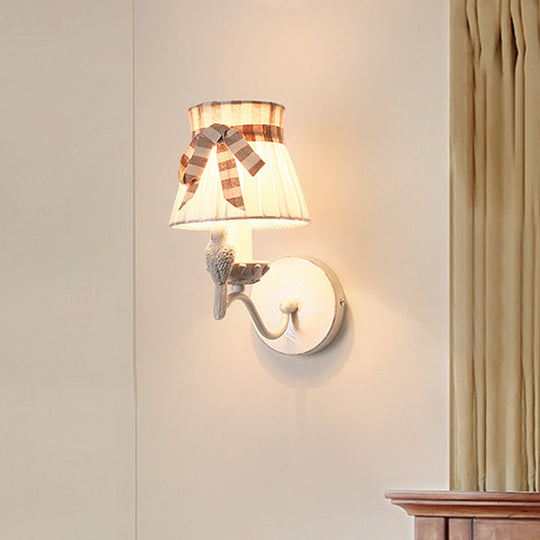 Modern Cone Fabric Wall Mount Lamp - 1/2 Heads Bird Deco White