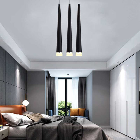 Minimalist Led Tapered Ceiling Light In White/Black With 3 Color Options