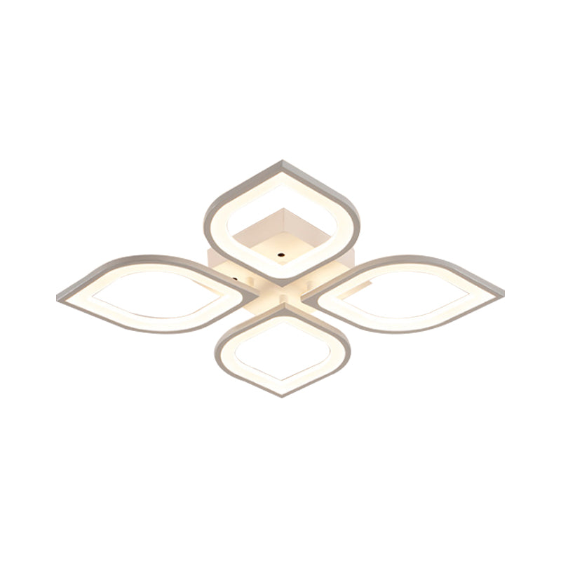 Led Flush Mount Ceiling Light With Leaf Acrylic Shade - White/Warm/Natural Lighting Fixture For