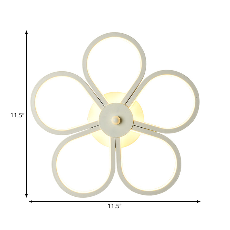 Floral Led Acrylic Wall Sconce Light Fixture White Cartoon Lighting For Bedroom