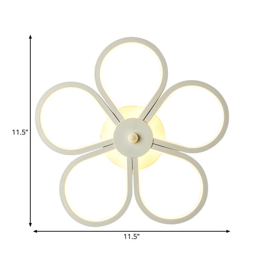 Floral Led Acrylic Wall Sconce Light Fixture White Cartoon Lighting For Bedroom