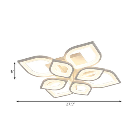 Led Flush Mount Ceiling Light With Leaf Acrylic Shade - White/Warm/Natural Lighting Fixture For