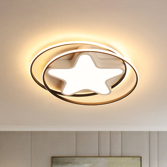 Modern Acrylic Star Flush Ceiling Light Led Mount Fixture In Warm/White - White Ring /