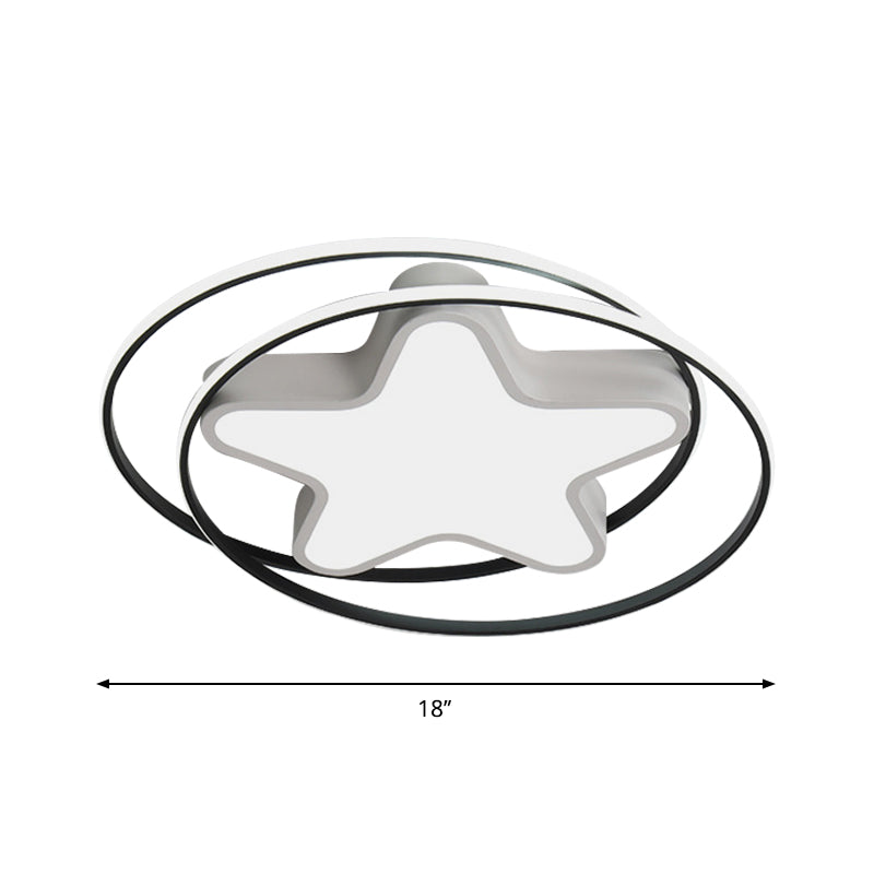 Modern Acrylic Star Flush Ceiling Light Led Mount Fixture In Warm/White - White Ring