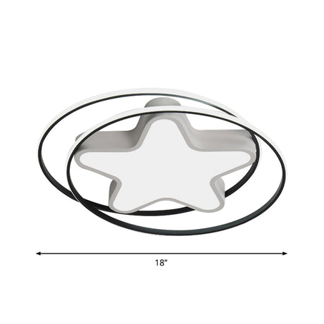 Modern Acrylic Star Flush Ceiling Light Led Mount Fixture In Warm/White - White Ring