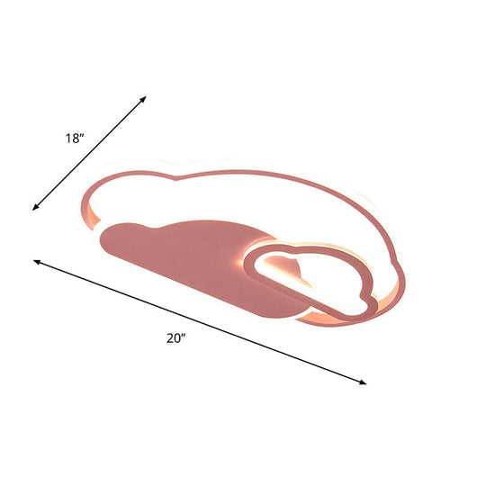 Girls’ Pink Cloud Cartoon Led Flushmount Light For Bedroom