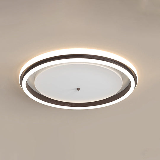 Metal Round Flush Ceiling Light - Simple Gold/Coffee Led Mount Lamp 16.5’/20.5’ Width