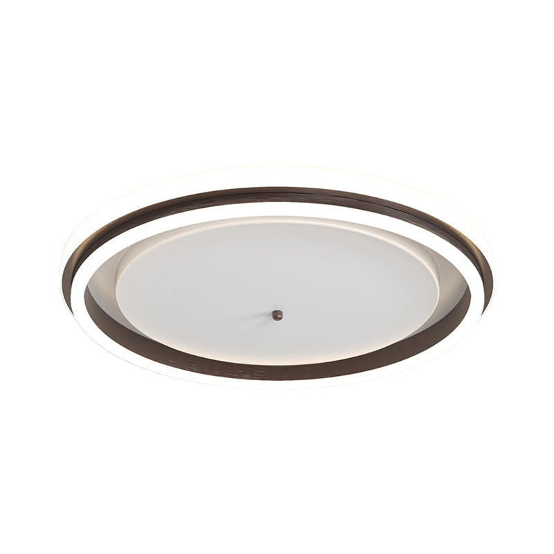 Metal Round Flush Ceiling Light - Simple Gold/Coffee Led Mount Lamp 16.5’/20.5’ Width