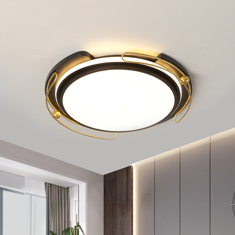 Modern Black Led Flush Mount Ceiling Light With Acrylic Shade - 16’/19.5’ Wide / 16’