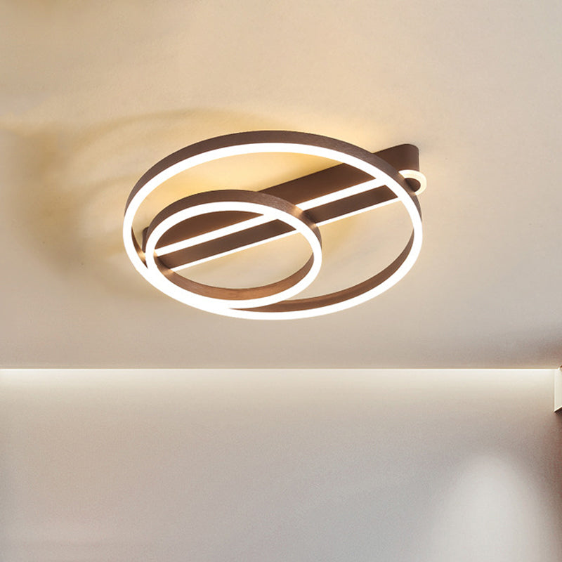 Modern Metal Gold/Coffee Flush Mount Light - 18’/21.5’ W 2 - Hoop Led Ceiling Lamp Parlor Warm/White