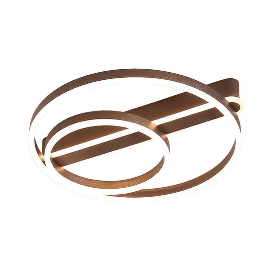 Modern Metal Gold/Coffee Flush Mount Light - 18’/21.5’ W 2 - Hoop Led Ceiling Lamp Parlor Warm/White