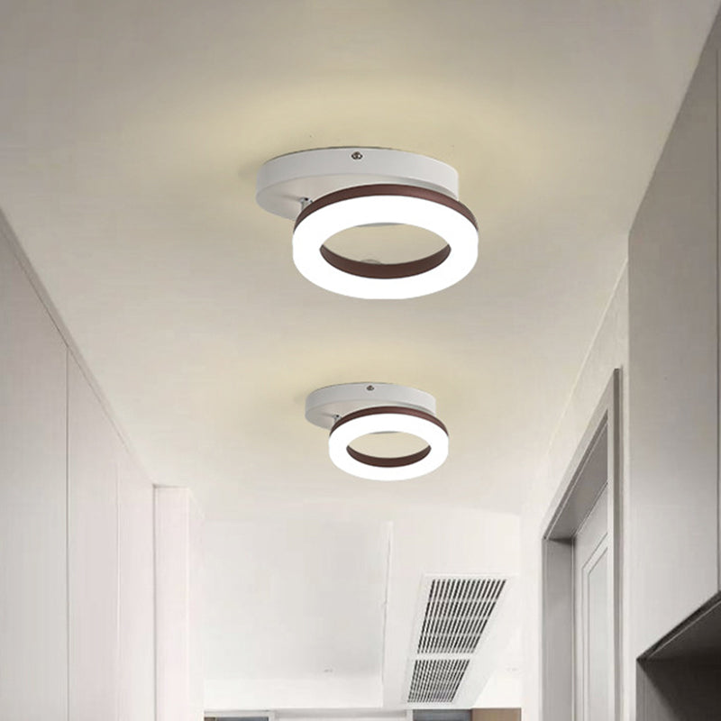 Contemporary Led Flush Mount Light With White/Warm Glow & Metal Ring In 8.5’/11.5’ Width