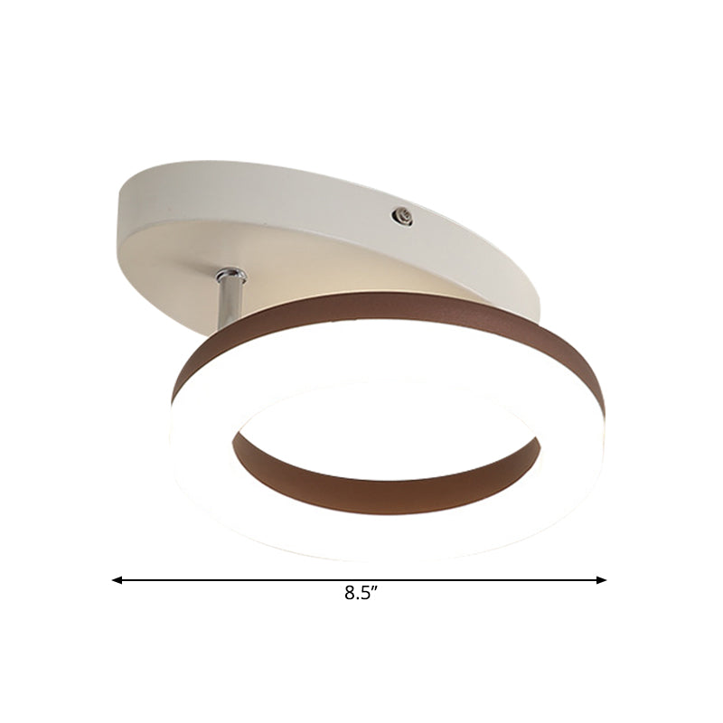 Contemporary Led Flush Mount Light With White/Warm Glow & Metal Ring In 8.5’/11.5’ Width