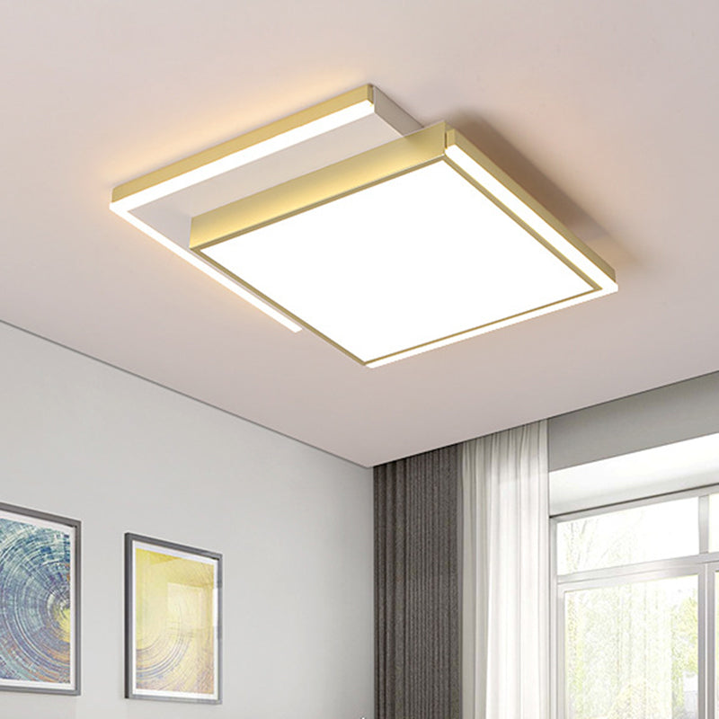 Modernist 2 - Tier Square Metal Led Flush Mount Ceiling Light In Gold - 16’/19.5’ Width For