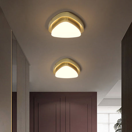 Simplicity Metallic Led Flushmount Ceiling Light In Gold - Triangle/Round/Square Design For