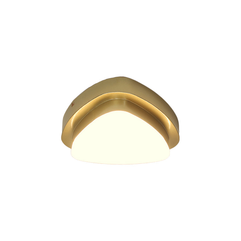 Simplicity Metallic Led Flushmount Ceiling Light In Gold - Triangle/Round/Square Design For