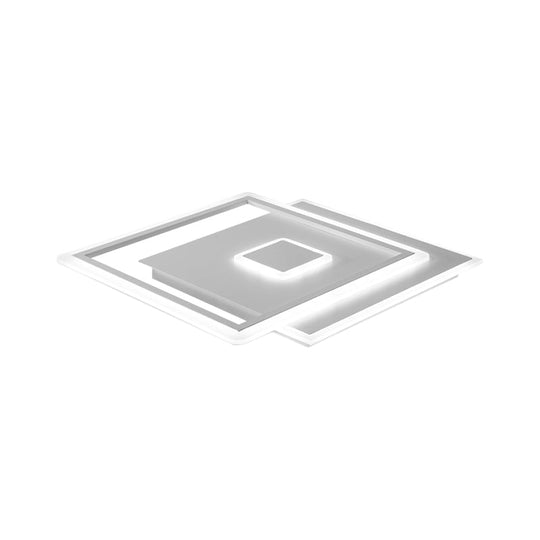 Nordic Square Ceiling Lamp In Black/White Clear Glass Led Bedroom Light Fixture 16.5’/20.5’