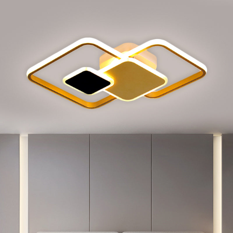 Modern Metallic Black/Gold Led Flush Mount Ceiling Light In Warm/White 22’/32.5’ Wide