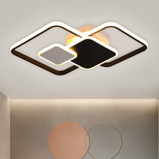Modern Metallic Black/Gold Led Flush Mount Ceiling Light In Warm/White 22’/32.5’ Wide