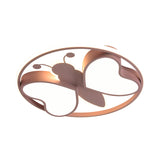 Modern Led Flush Mount Ceiling Light Fixture With Pink/Blue/Gold Bee Figure Design