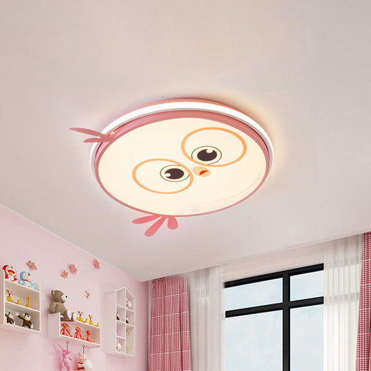 Modern Led Flush Ceiling Light For Kid’s Room With Colorful Chick Face Design