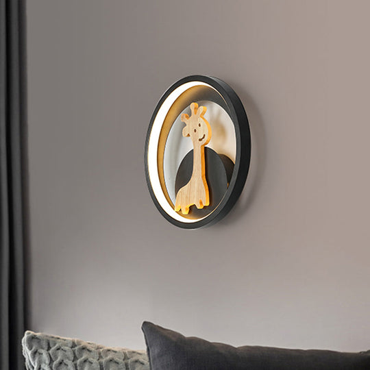 Modern Led Acrylic Giraffe Wall Sconce For Children Room - Grey/Black Warm/White Light
