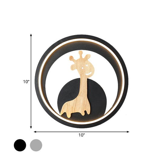 Modern Led Acrylic Giraffe Wall Sconce For Children Room - Grey/Black Warm/White Light