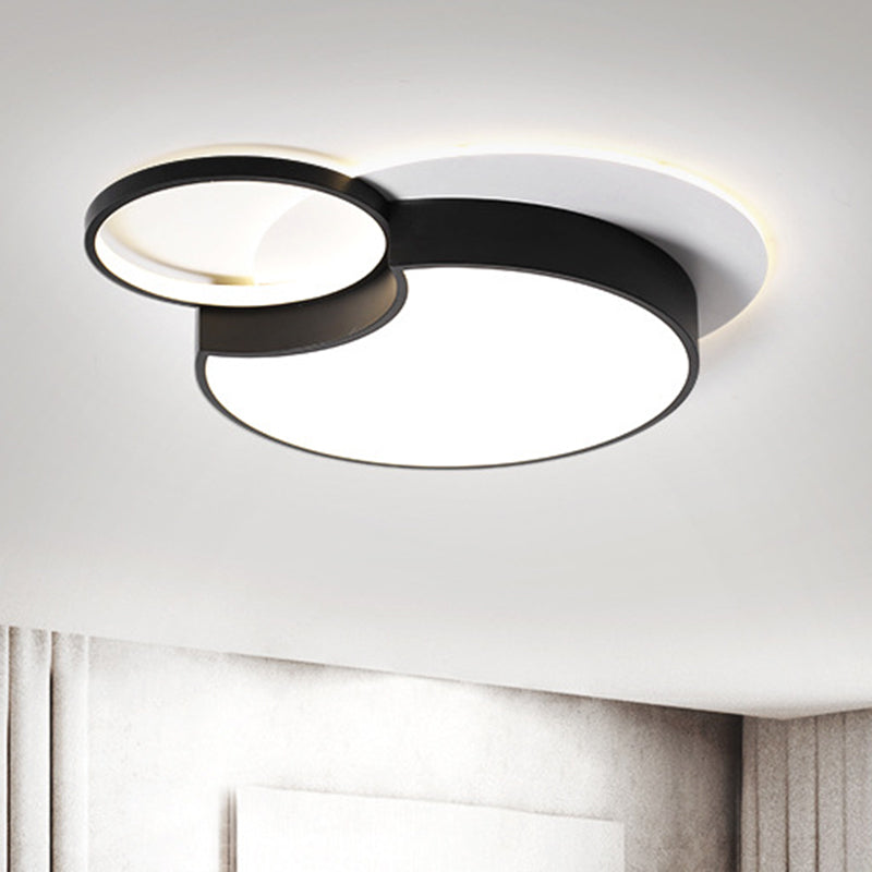 Nordic 2 - Round Flush Lamp Led Ceiling Fixture In Black With Warm/White Light 19’/23.5’ Width