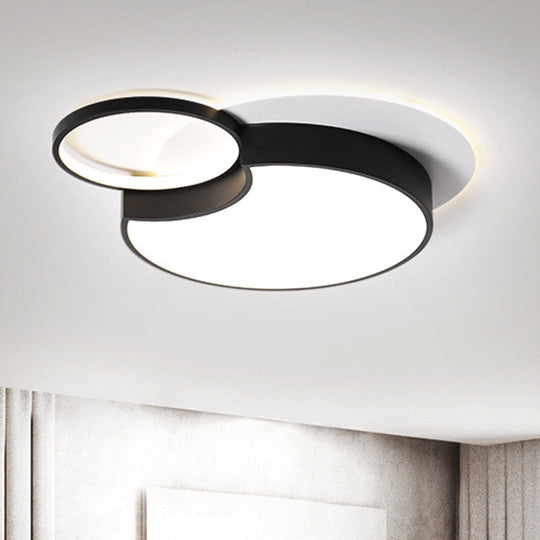 Nordic 2 - Round Flush Lamp Led Ceiling Fixture In Black With Warm/White Light 19’/23.5’ Width