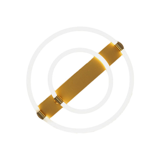 Contemporary Led Gold Ceiling Fixture - Iron Rings And Oblong Flush Lamp 16’/19.5’ W Warm/White