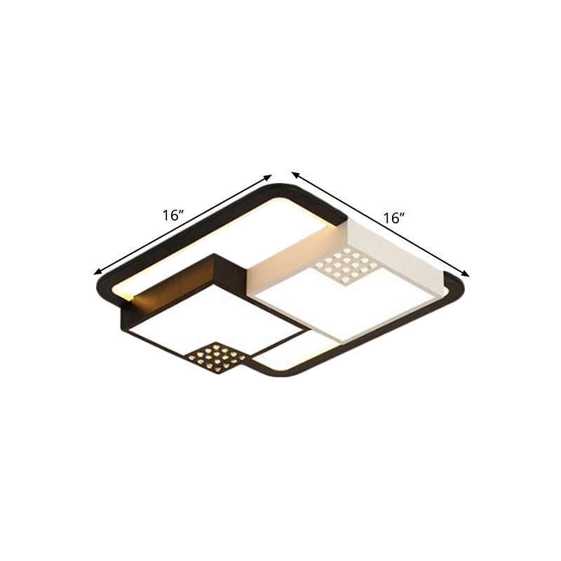 Black Led Flush Mount Fixture Nordic Style Warm/White Light 16’/19.5’ Wide