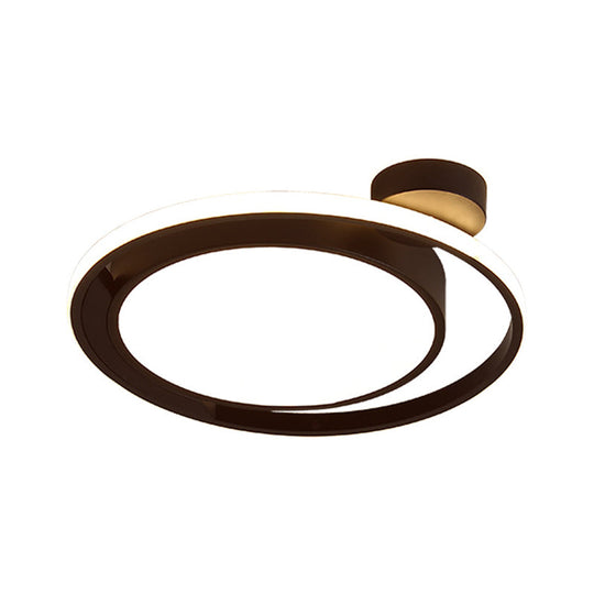 Modernist Drum Ring Ceiling Flush Mount Lighting In Black/White With Led 18’/21.5’ Width -