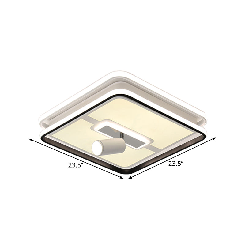 Minimalist Black Square Panel Flush Led Ceiling Lamp - 19.5/23.5 Wide Warm/White Light