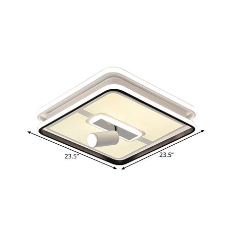 Minimalist Black Square Panel Flush Led Ceiling Lamp - 19.5/23.5 Wide Warm/White Light