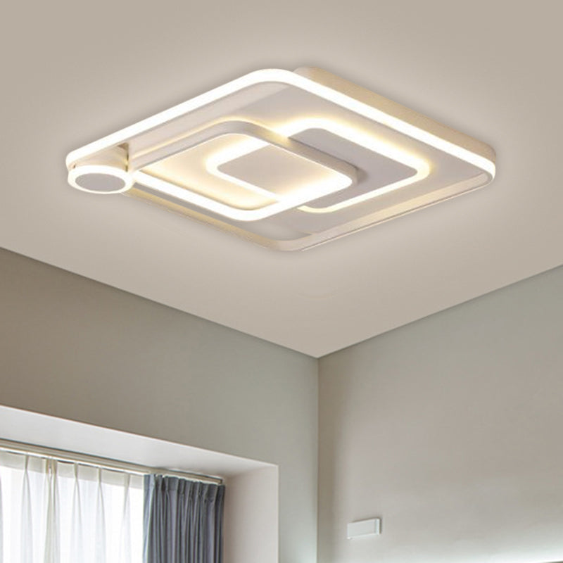 Modern Acrylic Flush Mount Nordic Lamp - Black/White Led Ceiling Light In Warm/White 18’/21.5’ Wide