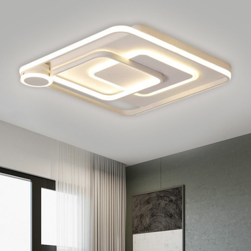 Modern Acrylic Flush Mount Nordic Lamp - Black/White Led Ceiling Light In Warm/White 18’/21.5’ Wide