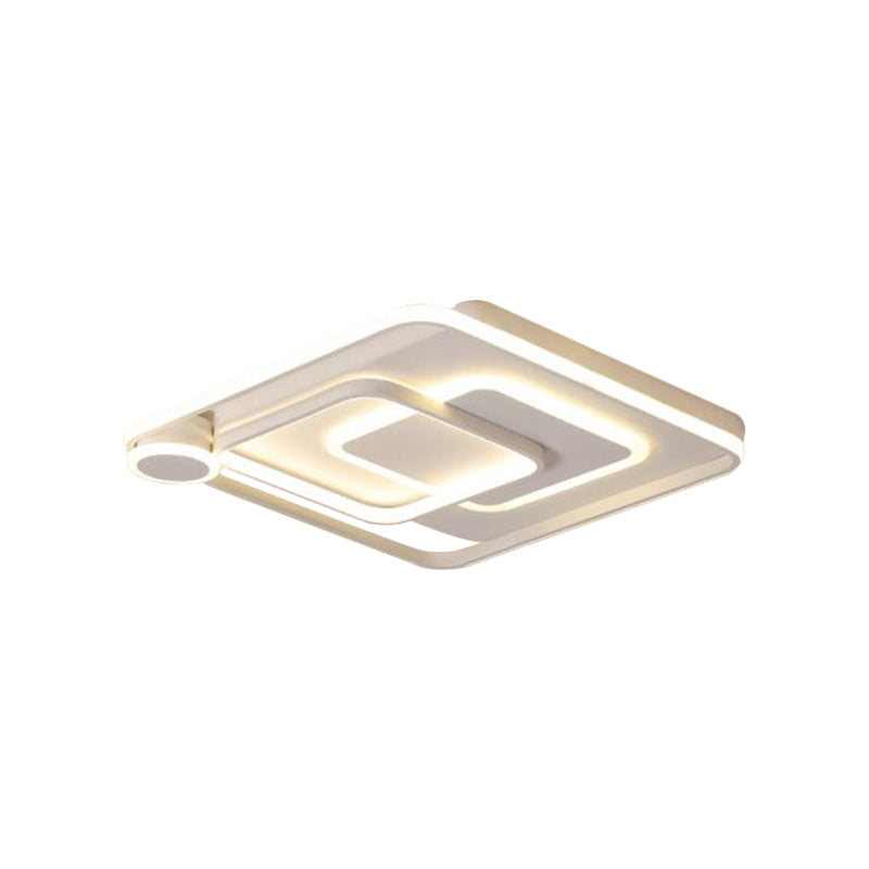 Modern Acrylic Flush Mount Nordic Lamp - Black/White Led Ceiling Light In Warm/White 18’/21.5’ Wide